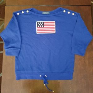 Lauren by Ralph Lauren 3/4 Sleeve Flag Sweater